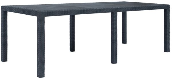 vidaXL Gartentisch, Kunststoff Rattan-Optik anthrazit, 220 x 90 x 72 cm