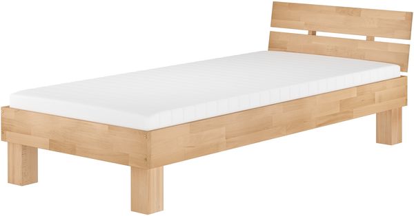 Einzelbett Überlänge 90x220 Buche Massivholz natur Futonbett Rollrost Matratze 60.80-09-220 M