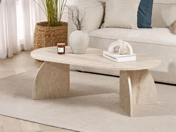 Vente-unique - JORELA Couchtisch Holz, Platte Beige - B 60 cm x H 40 cm x L 120 cm