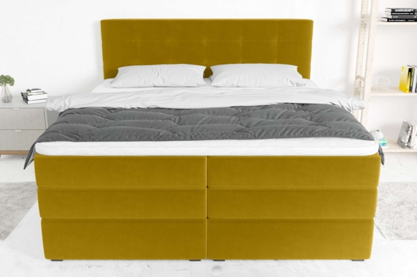 99rooms Dante Boxspringbett Velours KRONOS Gelb Taschen-Federung 160x200 cm Bild 2