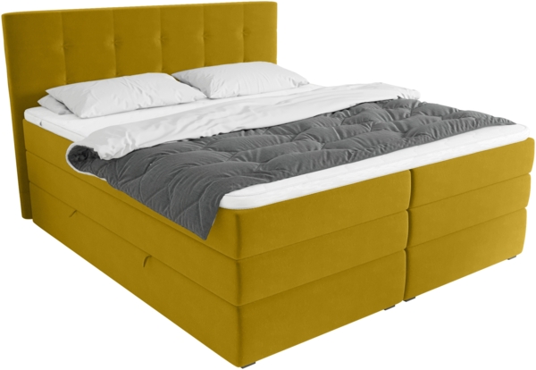 99rooms Dante Boxspringbett Velours KRONOS Gelb Taschen-Federung 160x200 cm Bild 4