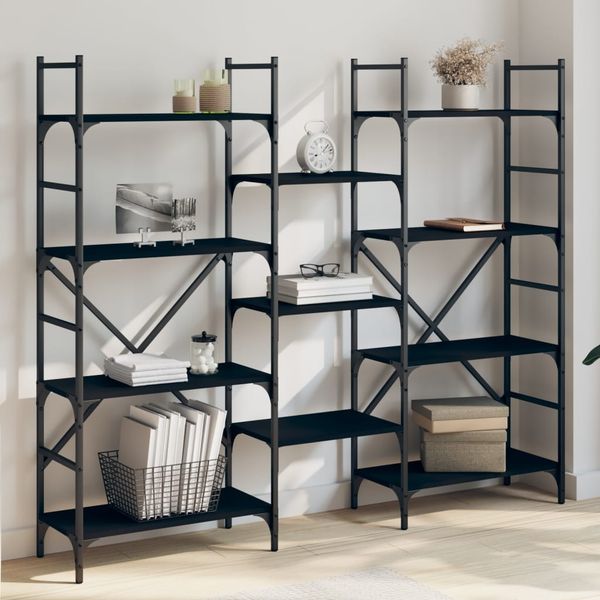 vidaXL Bücherregal Schwarz 160x28,5x136,5 cm Holzwerkstoff 838873