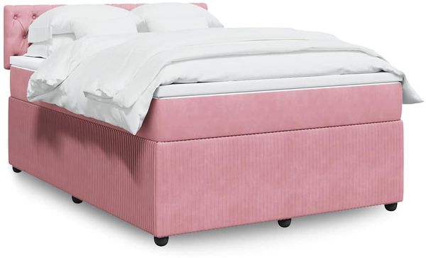 vidaXL Boxspringbett mit Matratze Rosa 160x200 cm Samt 3290093