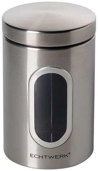 ECHTWERK stilvolle Vorratsdosen Single-Brushed, zur Aufbewahrung von Mehl/Zucker/Müsli/Tee, Metalldose mit Luftdichtem Deckel und großem Sichtfenster, Fassungsvermögen 1, 4L