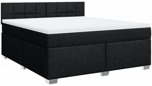 Boxspringbett mit Matratze, Stoff, Viereckige, grauer Fuß, Schwarz, 180x200 cm, false