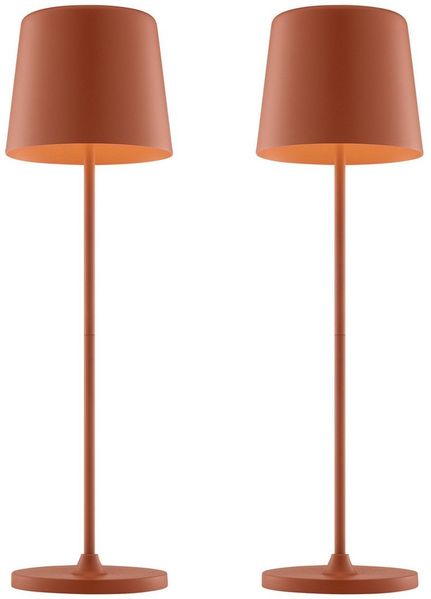 Brilliant LED Tischleuchte Kaami - mobile LED Außen Akku Tischlampe 2er-Set, Dimmfunktion, mehrere Helligkeitsstufen, LED fest integriert, Warmweiß, 310 lm, Touchdimmer, USB, Akku, Outdoor, Indoor, Akkuleuchte 37cm hoch