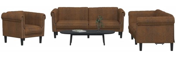 vidaXL 3-tlg. Sofagarnitur Braun Samt 3209218