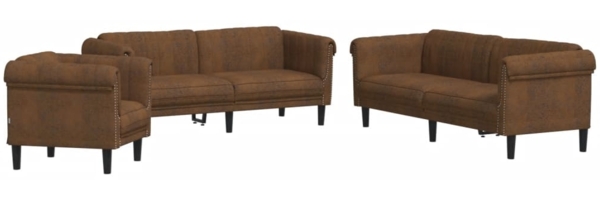 vidaXL 3-tlg. Sofagarnitur Braun Samt 3209218