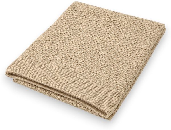 Baby Strickdecke » weiche Decke aus 100% Baumwolle » Babydecke 70x90 cm » Krabbeldecke & Kuscheldecke » für Babys & Kleinkinder - Beige