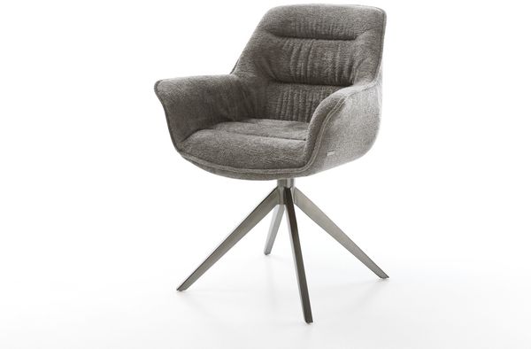 Drehstuhl Kaira-Flex Bouclé Soft Schlamm Kreuzgestell breit Graphit 360° drehbar Wippfunktion