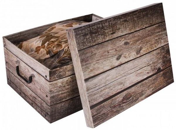 Kreher Aufbewahrungsbox Aufbewahrungsbox, Dekokarton - Motiv: Holz Grau