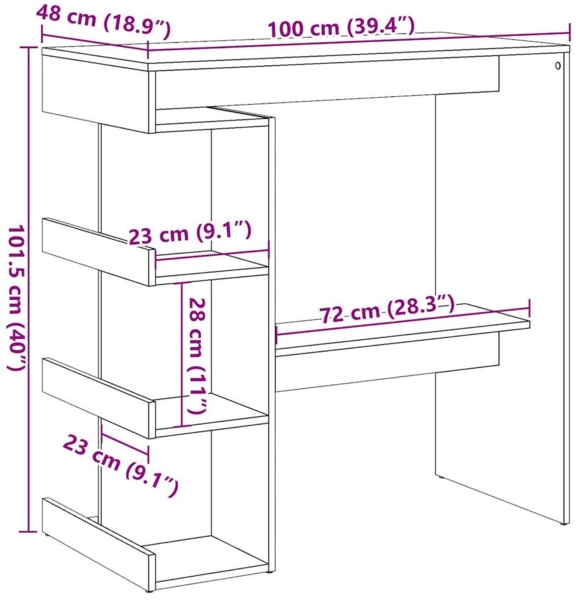 vidaXL Bartisch mit Regal Altholz-Optik 100x48x101,5 cm 856758 Bild 8