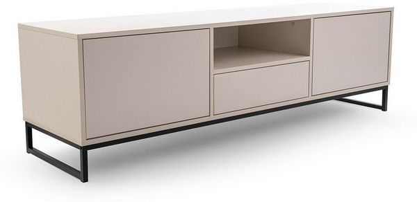 Beautysofa TV-Schrank GIANA elegante grifflos mit 2 Türen und Schublade (erhältlich in Sandbeige oder Flaschengrün) Breite: 160 cm