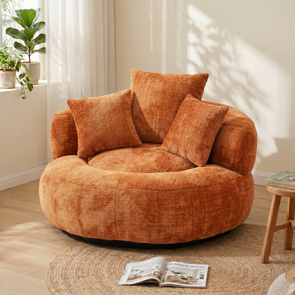 LVHOM XXL Sitzsack Chenille mit 3 Kissen, Lazy Sofa Kuschelig & Atmungsaktiv, Memory Foam Split, 108x108x52cm