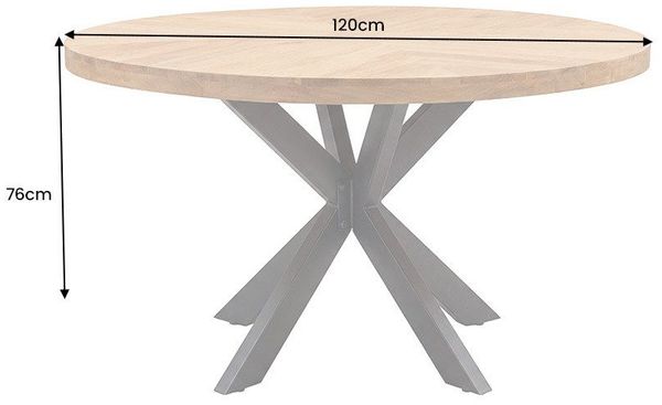 riess-ambiente Esstisch INFINITY HOME 120cm natur - Massivholz, rund, Parkettmuster, Metall (Einzelartikel, 1-St), schwarzes Sterngestell & für 4 Personen – ideal für Esszimmer & Küche Bild 3