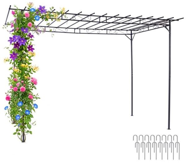 Relaxdays Schwarze Pergola aus Metall