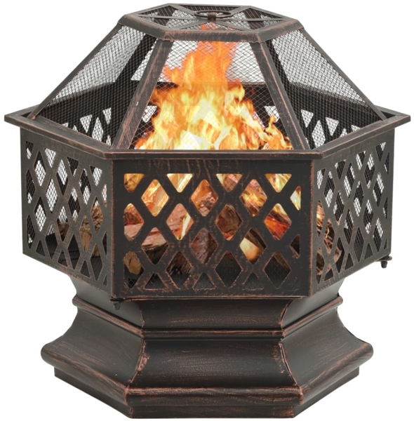 vidaXL Feuerkorb mit Schürhaken Rustikal 62x54x56 cm XXL Stahl 360060