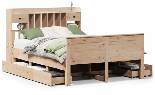 vidaXL Massivholzbett mit Regal ohne Matratze 150x200 cm Kiefernholz 3308918