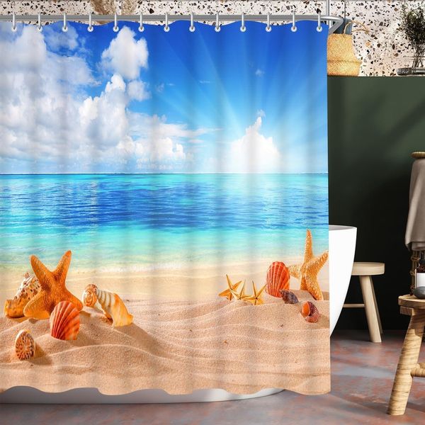 Duschvorhang 180x200cm Sea Blue Wasserdicht Antischimmel Polyester Badevorhang