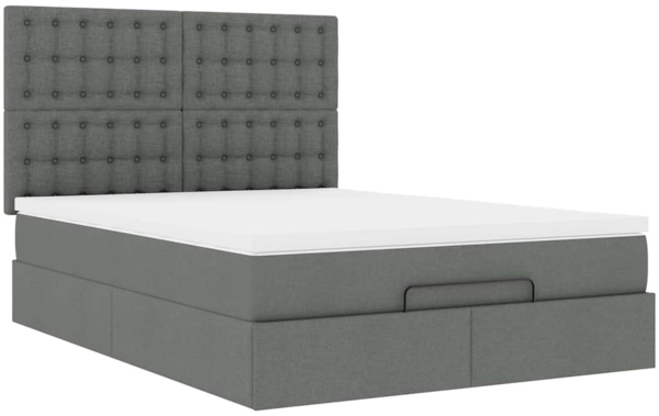 vidaXL Ottoman-Bett mit Matratze & LEDs Dunkelgrau 140x190 cm Stoff 3314170 Bild 6