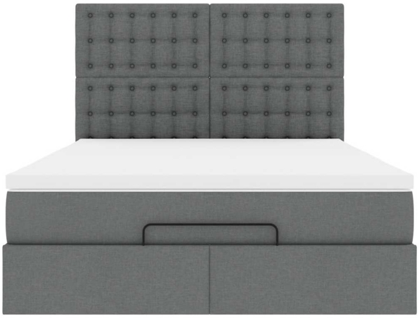 vidaXL Ottoman-Bett mit Matratze & LEDs Dunkelgrau 140x190 cm Stoff 3314170 Bild 7