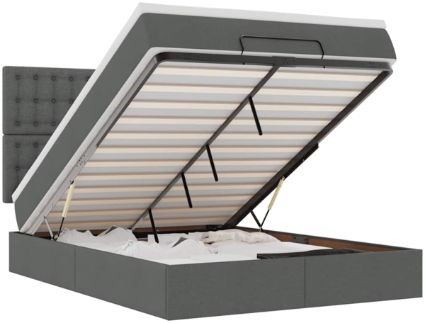 vidaXL Ottoman-Bett mit Matratze & LEDs Dunkelgrau 140x190 cm Stoff 3314170 Bild 1