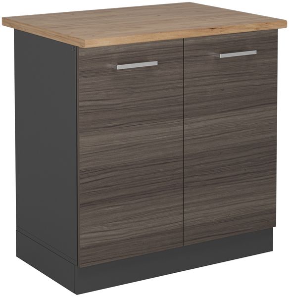 Spülenunterschrank R-Line Edelgrau 80 cm , AP Eiche Vicco