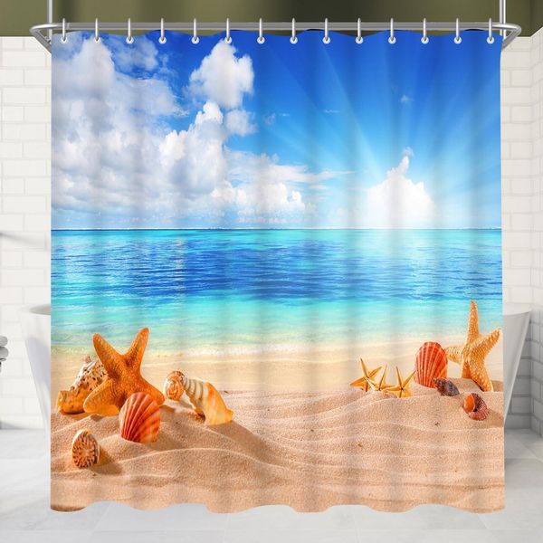 Duschvorhang 120x200cm Sea Blue Antischimmel Wasserabweisend Polyester 8 Ösen
