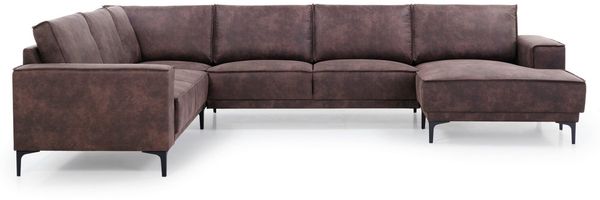 Places of Style Wohnlandschaft XXL Sofa Oland, Struktur, Flachgewebe, Luxus-Microfaser, Boucle, U-Form, 342 cm, Wellenunterfederung, Skandi-Design, Metallfüße