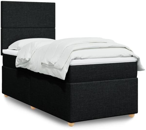 vidaXL Boxspringbett mit Matratze Schwarz 80x200 cm Stoff 3293402