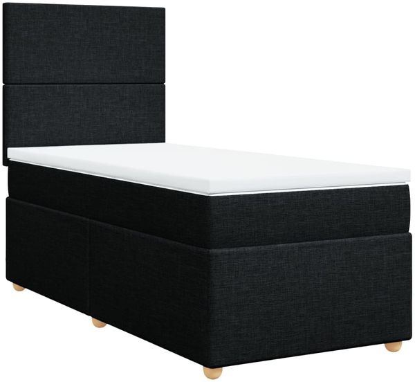 vidaXL Boxspringbett mit Matratze Schwarz 80x200 cm Stoff 3293402 Bild 3