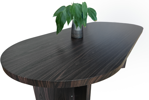 Esstisch 204 x 90 cm Holz Walnuss-Optik gerade Kante oval V-Gestell OVI 150505412 Bild 4