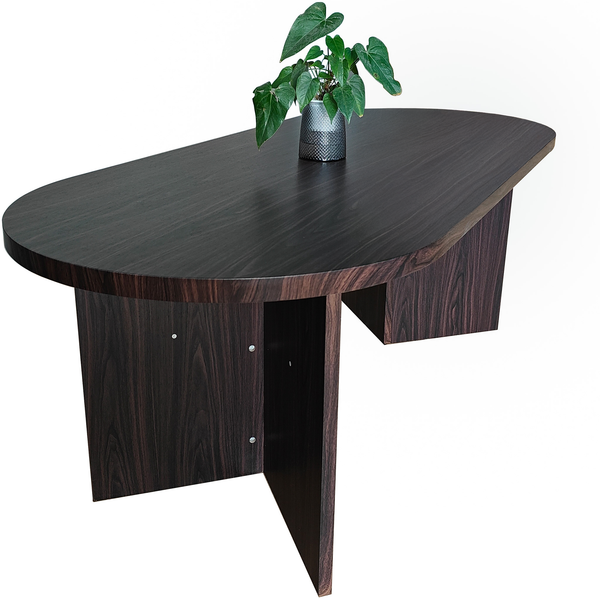 Esstisch 204 x 90 cm Holz Walnuss-Optik gerade Kante oval V-Gestell OVI 150505412