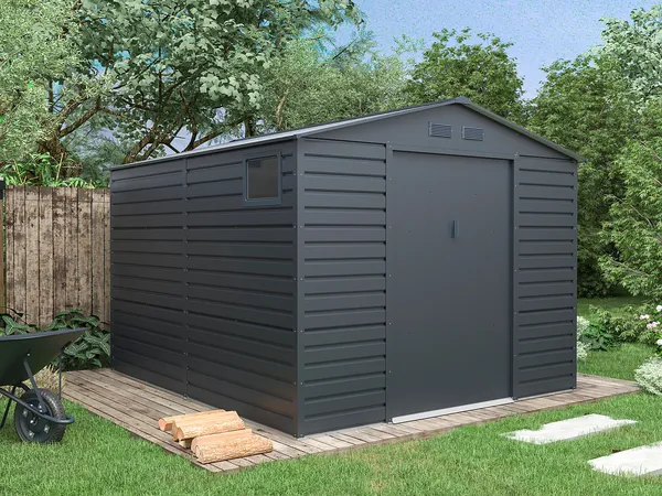 Vente-unique - ADELMO Gartenhaus Metall Grau - B 309 cm x H 221 cm x L 267 cm