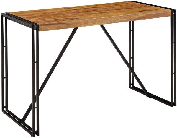 Schreibtisch 120x60x77 cm Sheesham Massivholz PC Tisch | Design Computertisch Metall Holz | Arbeitstisch Bürotisch Industrial | Holztisch Massiv