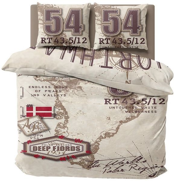 Visaggio Bettwäsche 135x200 155x200 155x220 Bettbezug Allergiker geeignet, Microfaser, 4 teilig, Landkarte