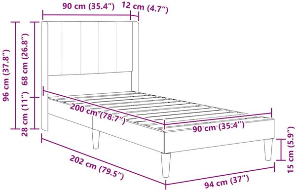vidaXL Bettrahmen mit Kopfteil Dunkelgrau 90 x 200 cm Samt 42027480 Bild 9