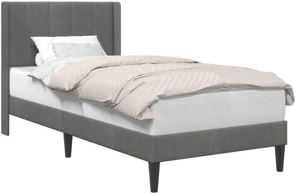 vidaXL Bettrahmen mit Kopfteil Dunkelgrau 90 x 200 cm Samt 42027480 Bild 2