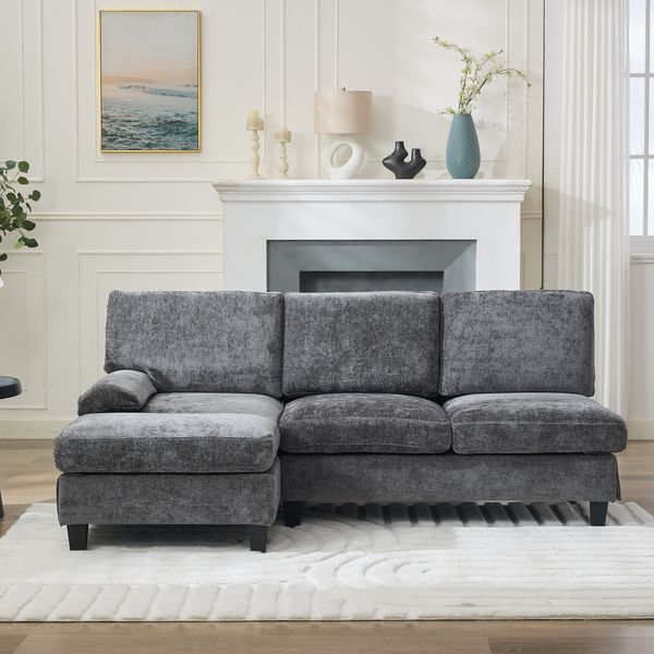 Ecksofa 194 x 118 x 81 cm, Grau, mit Schlaffunktion, Stoffbezug, kompakt und komfortabel