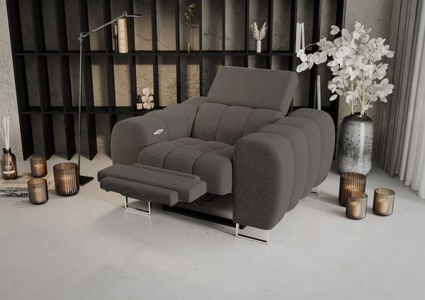 Sessel mit Relaxfunktion BASTIEN RELAX in Stoff Aragon Dunkelgrau