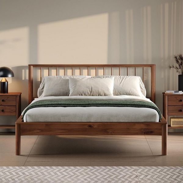 IDIMEX Massivholzbett APOANA, Doppelbett 180x200 cm mit Lattenrost im Landhausstil Kastanie Finish
