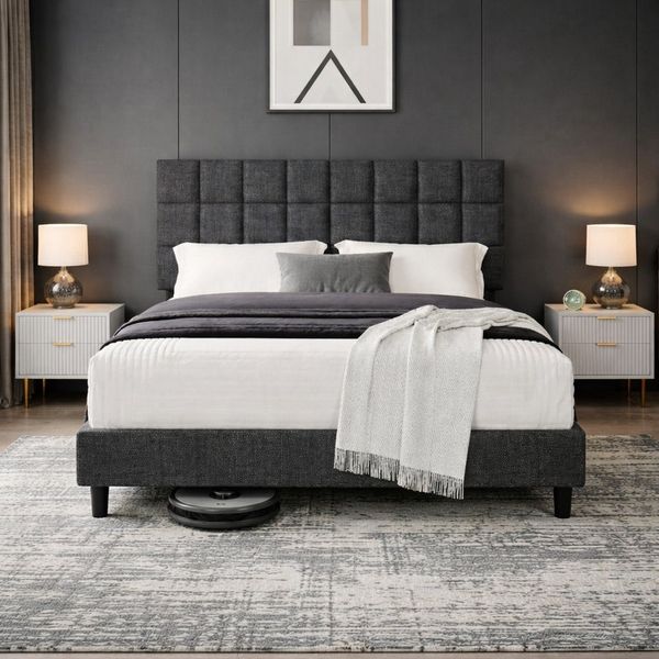 Furnify Polsterbett NORDVIK 160x200 cm Bettgestell, Modernes Bett, mit Lattenrost und verstellbarem Kopfteil