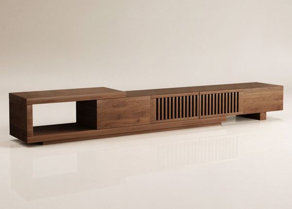 oleyluckidea TV-Schrank Mid-Century TV-Lowboard ausziehbar, Walnuss, für 80"+ TV Breite 198 cm bis 262 cm