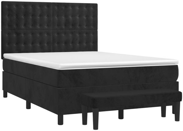 vidaXL Boxspringbett mit Matratze Schwarz 140x190 cm Samt 3138081 Bild 3