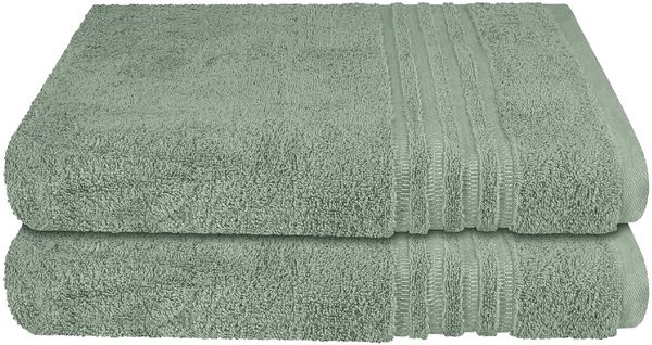 Schiesser Frottier Duschtücher Milano im 2er Set aus Flauschiger, hautfreundlicher Baumwolle, Made IN Green, Farbe:Hellgrün, Größe:70x140 cm