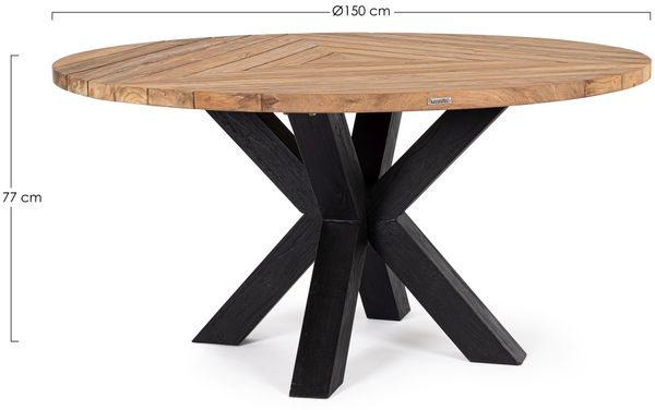 Gartenesstisch Rickrod aus recyceltem Teakholz, skandinavischer Stil, rund, natur, für 4–6 Personen Bild 3
