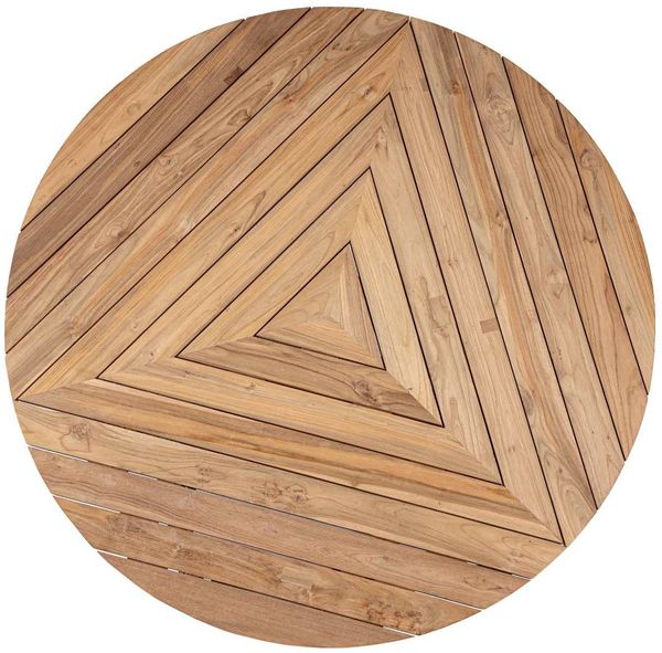 Gartenesstisch Rickrod aus recyceltem Teakholz, skandinavischer Stil, rund, natur, für 4–6 Personen Bild 5