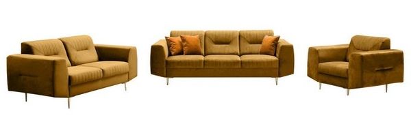 Beautysofa Polstergarnitur VENEZIA Die Lieferung beinhaltet Beiträge zur Wohnung, (Sessel + 2-Sitzer Sofa + 3-Sitzer Sofa im modernes Design), mit Metallbeine, Couchgarnituren aus Velours Bild 4