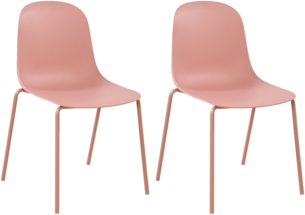 CLP 2er Set Stühle Hardin, stapelbare gartenstühle, wetterfest und UV-beständig,pink