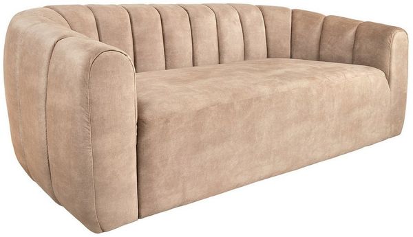 riess-ambiente 3-Sitzer BABYLON 200cm champagner beige · Retro Samt-Couch mit Ziersteppung, Einzelartikel 1 Teile, Schaumstoff-Polsterung · abgerundete Form · pflegeleicht & langlebig